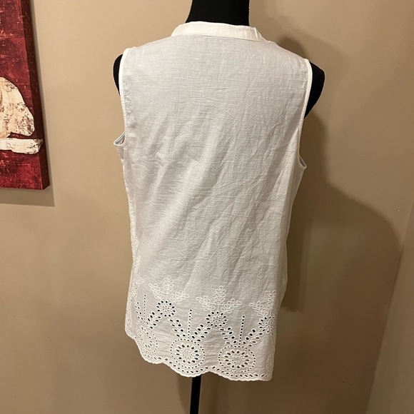 Cafe Marrakesh A-line Cotton Sleeveless Top with Eyelet Detail, size S - Picture 4 of 4